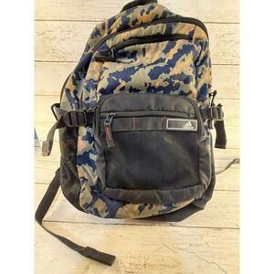Adidas Camo Backpack Blue Green Camouflage School Travel Bag with Mesh Pockets
